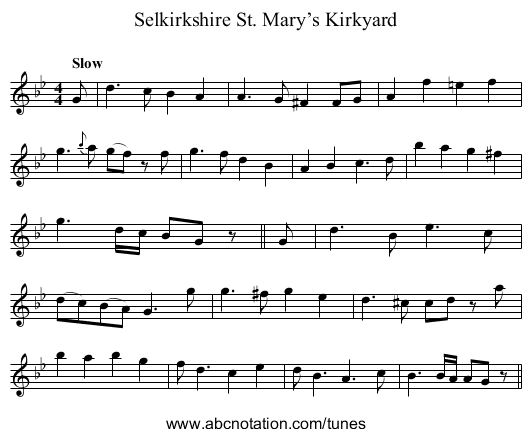 St. Mary’s Kirkyard, Selkirkshire - staff notation