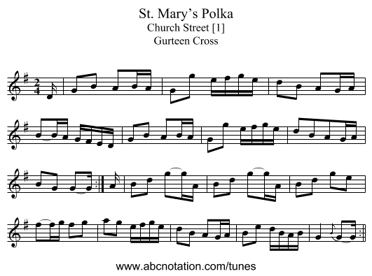 St. Mary’s Polka - staff notation