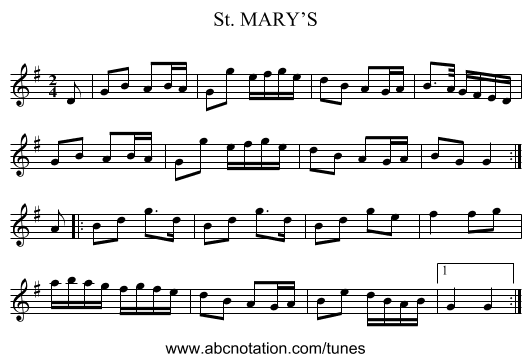 St. MARY’S - staff notation