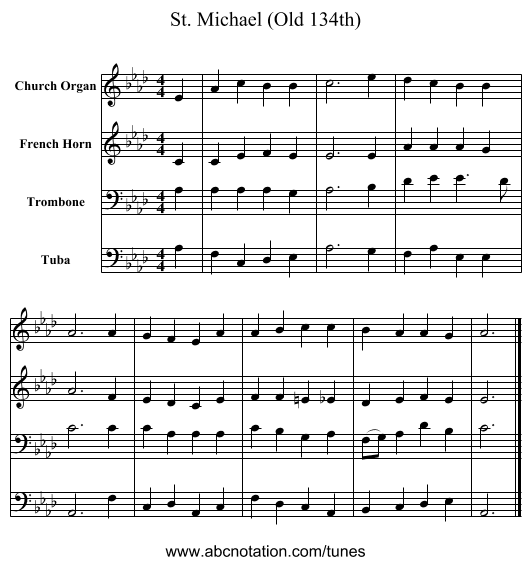 St. Michael (Old 134th) - staff notation