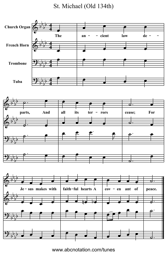 St. Michael (Old 134th) - staff notation