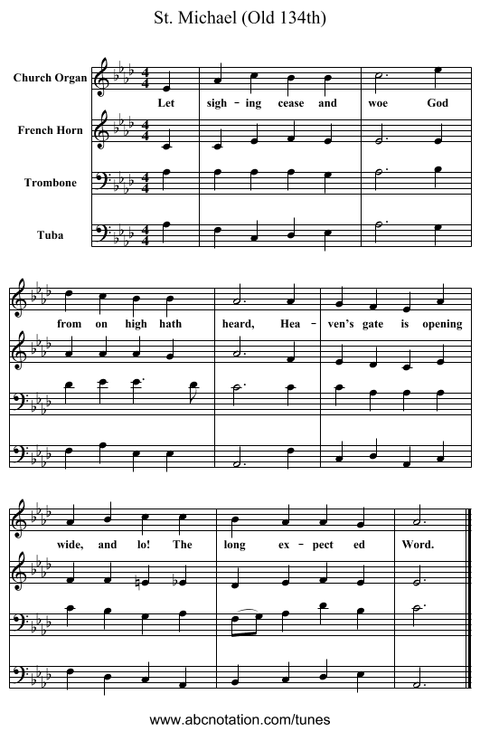 St. Michael (Old 134th) - staff notation