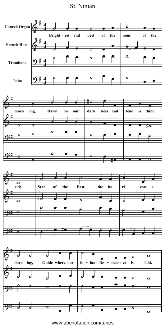 St. Ninian - staff notation