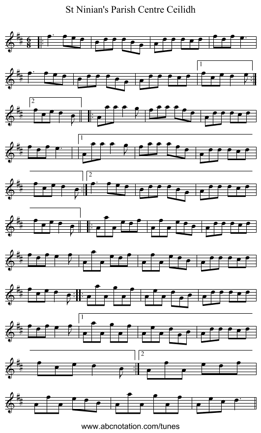 St Ninian's Parish Centre Ceilidh - staff notation