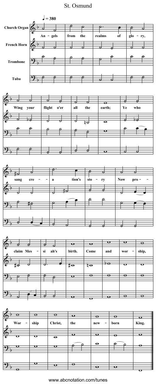 St. Osmund - staff notation