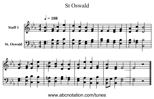 St Oswald - staff notation