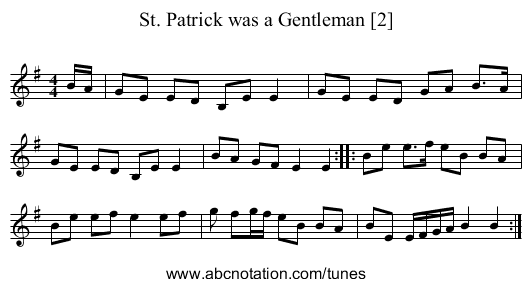 St. Patrick was a Gentleman [2] - staff notation