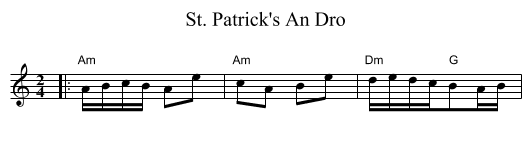 St. Patrick's An Dro - staff notation