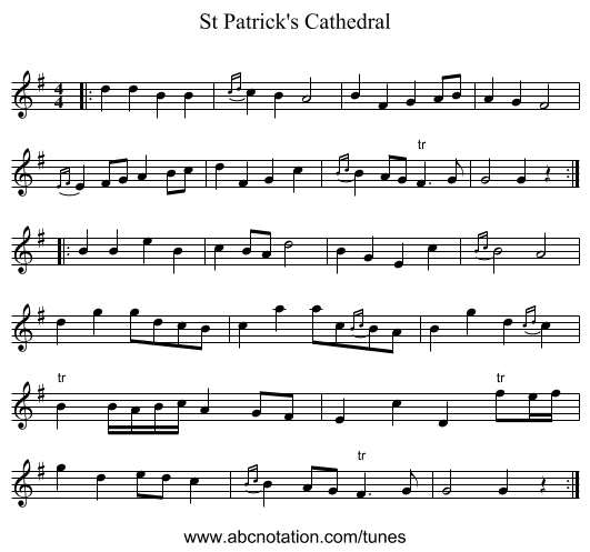 St Patrick's Cathedral - staff notation