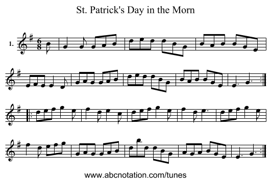 St. Patrick's Day in the Morn - staff notation