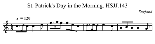 St. Patrick's Day in the Morning. HSJJ.143 - staff notation