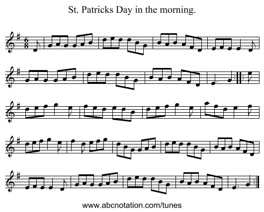 St. Patricks Day in the morning. - staff notation