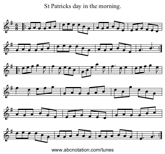 St Patricks day in the morning. - staff notation