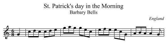 St. Patrick's day in the Morning - staff notation