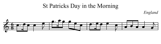St Patricks Day in the Morning - staff notation