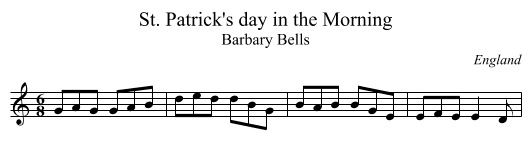 St. Patrick's day in the Morning - staff notation