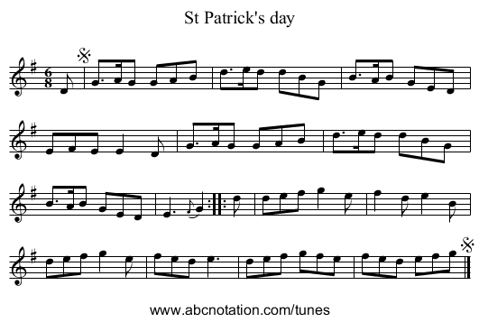St Patrick's day - staff notation