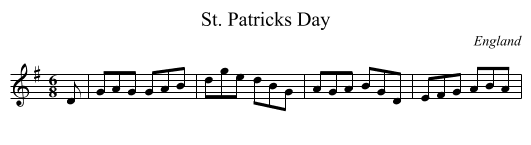 St. Patricks Day - staff notation