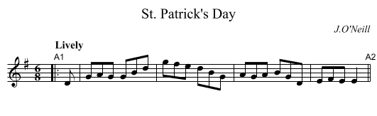 St. Patrick's Day - staff notation