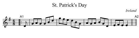 St. Patrick's Day - staff notation