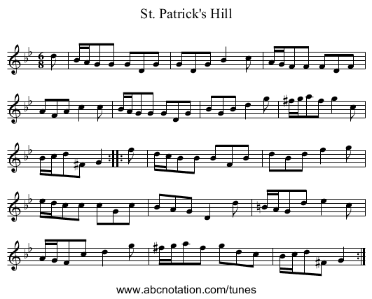 St. Patrick's Hill - staff notation