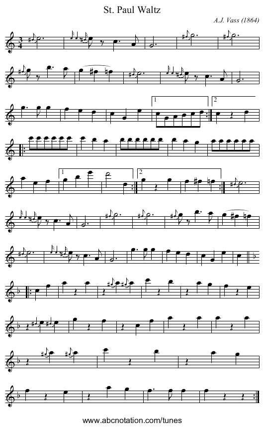 St. Paul Waltz - staff notation