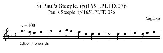 St Paul's Steeple. (p)1651.PLFD.076 - staff notation
