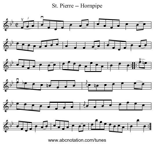 St. Pierre -- Hornpipe - staff notation