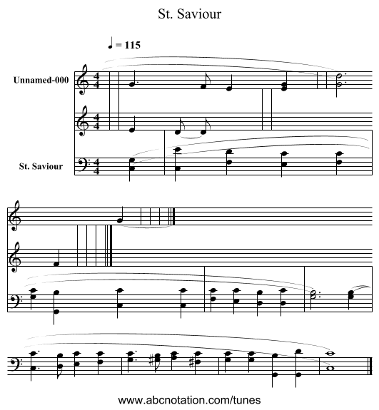 St. Saviour - staff notation
