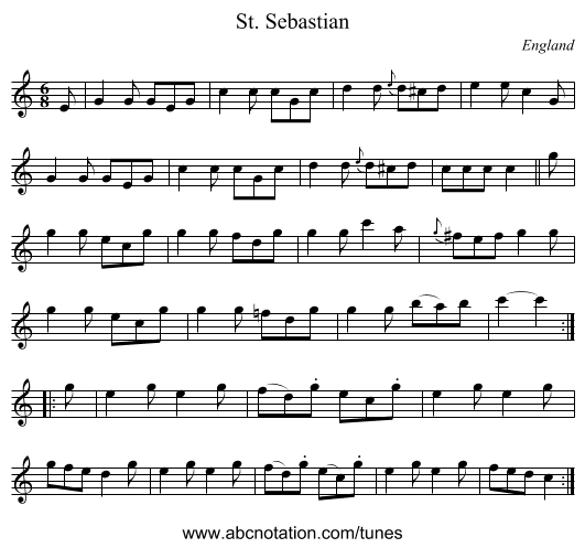 St. Sebastian - staff notation