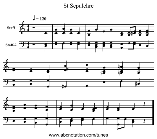 St Sepulchre - staff notation