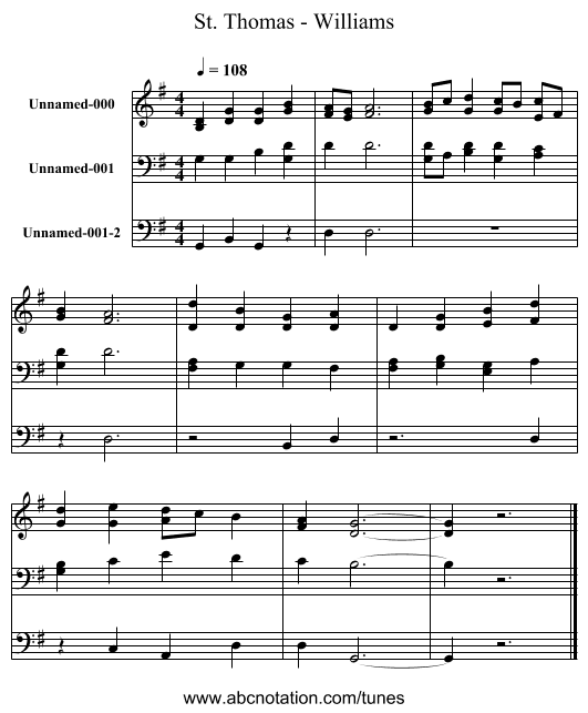 St. Thomas - Williams - staff notation
