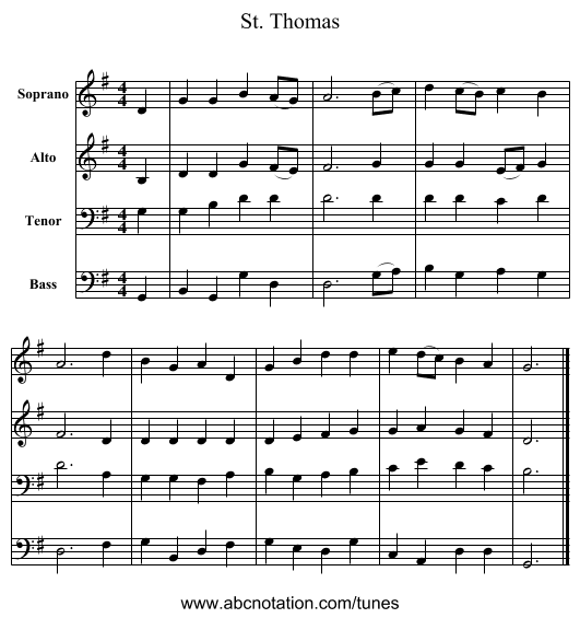 St. Thomas - staff notation