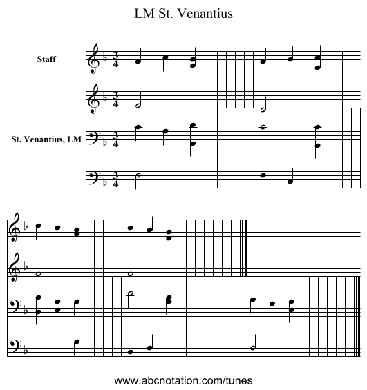 St. Venantius, LM - staff notation