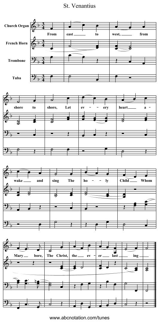 St. Venantius - staff notation