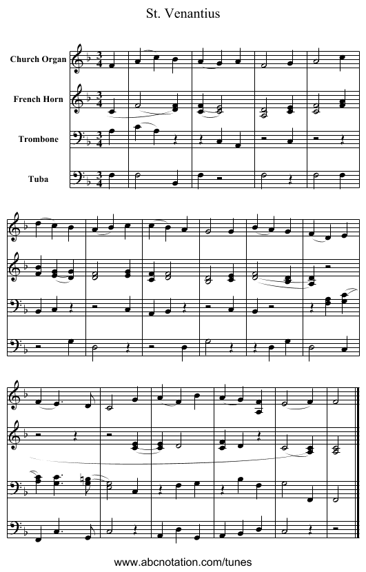 St. Venantius - staff notation