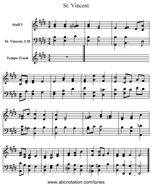 St. Vincent - staff notation