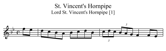 St. Vincent's Hornpipe - staff notation