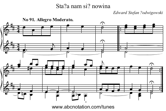 Sta?a nam si? nowina - staff notation