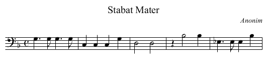 Stabat Mater - staff notation