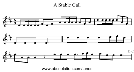 Stable Call, A - staff notation