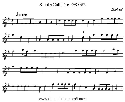 Stable Call,The. GS.062 - staff notation