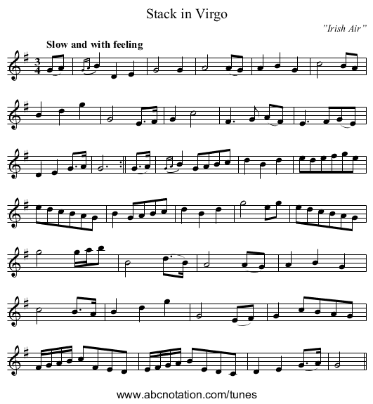 Stack in Virgo - staff notation