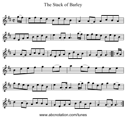 Stack of Barley, The - staff notation