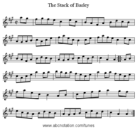 Stack of Barley, The - staff notation