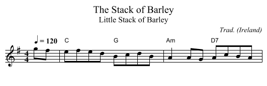 Stack of Barley, The - staff notation
