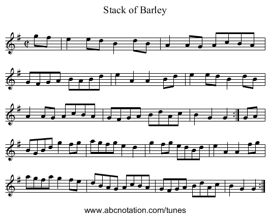 Stack of Barley - staff notation
