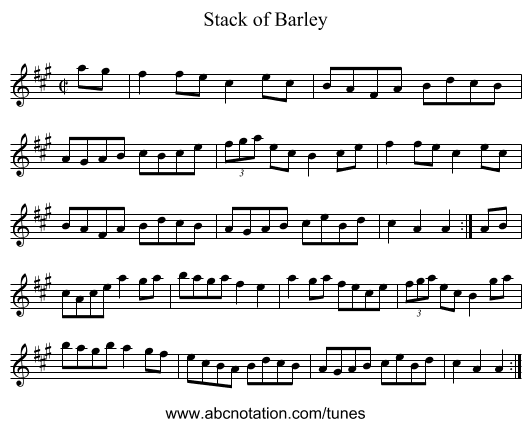 Stack of Barley - staff notation