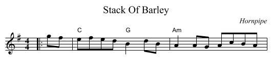 Stack Of Barley - staff notation
