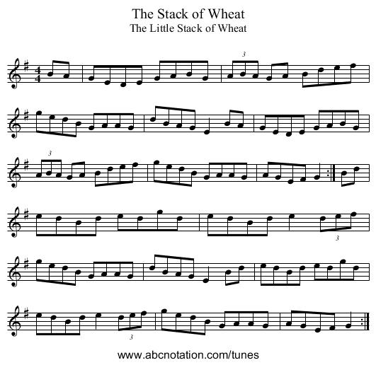 Stack of Wheat, The - staff notation